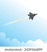 f22 fighter fly in the sky at day vector drawn