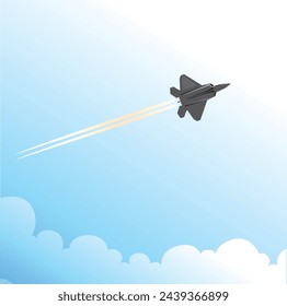 f22 vuelo de caza en el cielo en el día vector dibujado