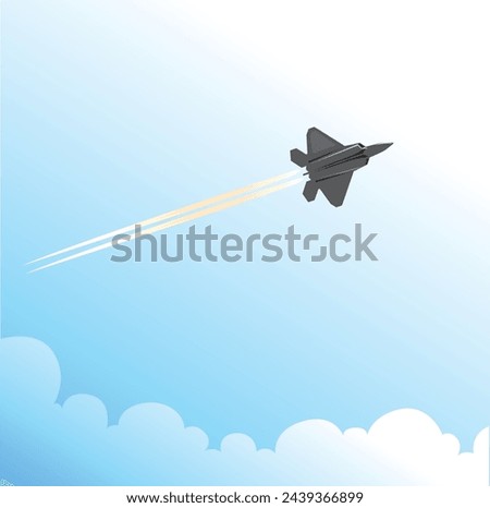 f22 fighter fly in the sky at day vector drawn