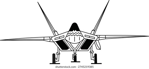 F22 Fighter Jet Lockheed Lightning II Wingspan Cross Section Illustration Design