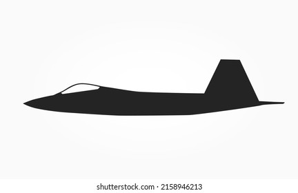 f-22 fighter jet side view. weapon and army symbol. isolated vector image for military concepts, infographics and web design