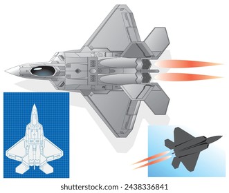 F-22 fighter plane vector draw object cartoon