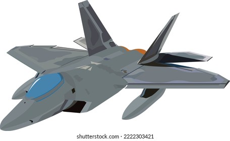 F-22 jet plane vector drawing