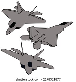 F22 Raptor Jet Kampfflugzeug-Kollektion, Vektordesign