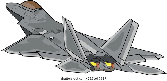 F-22 Raptor Take Off Vector Illustration