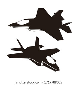 F35 Jet Fighter Silhouette Vector Design