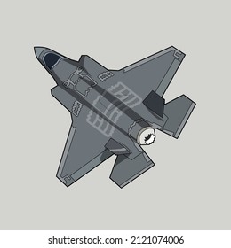 F35 Jet Fighter Top View Vecto Design