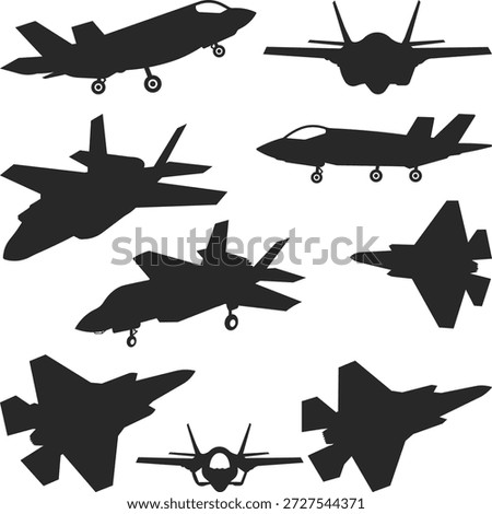 F-35 Lightning Fighter Jet Silhouette Collection, F-35 Lightning, F-35 Lightning Aircraft Silhouette Bundle, Military Aircraft Decals