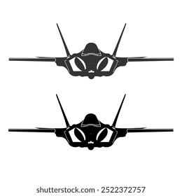 F-35 Lightning II, dois aviões de guerra frente cinza escuro e cores pretas, nenhum ícone de cor branca.