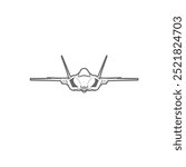 F-35 Lightning II, war plane front icon. illustration of a f-35.