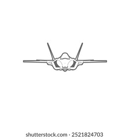 F-35 Lightning II, war plane front icon. illustration of a f-35.