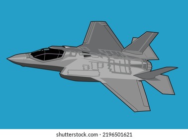 F35 Stealth Jet Fighter Illustration Vector Design