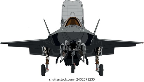 F-35B Military 5th Generation Jet Vertical Take off and Landing - Vector Drawing