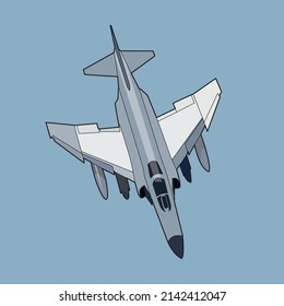 F4 Phantom Jet Fighter Top Veiw Vector Design