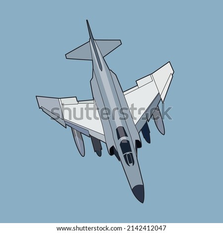F4 phantom jet fighter top veiw vector design