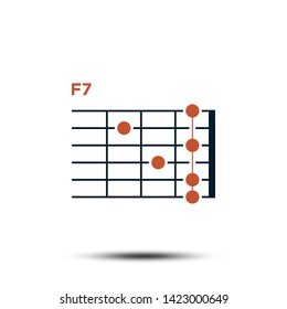 F7, Basic Guitar Chord Chart Icon Vector Template