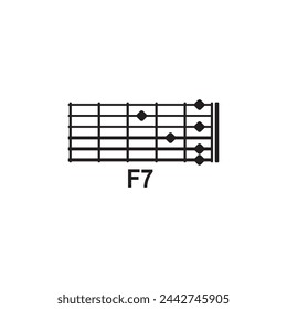 F7 guitar chord icon. Basic guitar chord vector illustration symbol design
