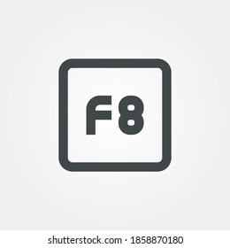 f8 Icon symbol isolated on white background. Vector Illustration