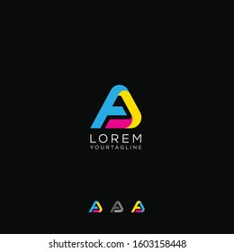 FA AF  Colorful Triangle Alphabet letter Vector Geometric font icon. Logo design for your company. Vector template design