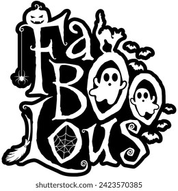 fa boo lous fabulous halloween black vector graphic design and cut file