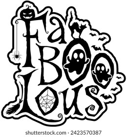 fa boo lous fabulous halloween black vector graphic design and cut file