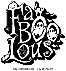 fa boo lous fabulous halloween black vector graphic design and cut file