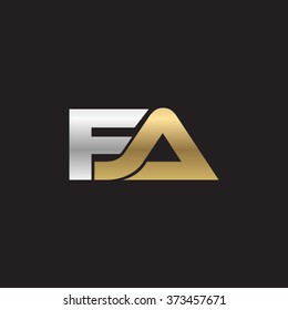 FA company linked letter logo gold silver black background