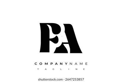 FA Creative Abstract Typography Logo Design. Elegant logo combining bold typography and creative shapes, ideal for branding and identity solutions.