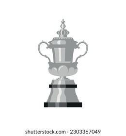 FA cup english football league team professional cup silver trophy on white background. Soccer symbol.