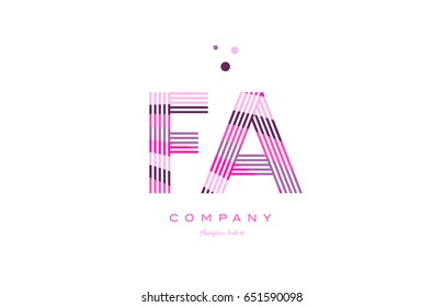 fa f a alphabet letter logo pink purple line font creative text dots company vector icon design template