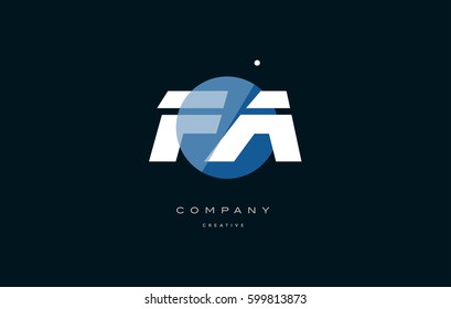 fa f a  blue circle dot big font alphabet company letter logo white design vector icon template 