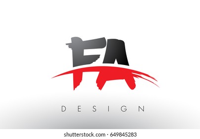 FA F A Brush Logo Letters Design with Red and Black Colors and Brush Letter Concept.