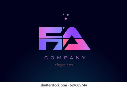 fa f a creative color blue background pink purple blue magenta alphabet letter company logo vector icon design
