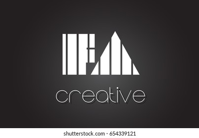 FA F A Creative Letter Logo Design With White and Black Lines.