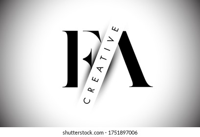 FA F A Letter Logo with Creative Shadow and Text Design Vector Illustration.