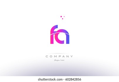 fa f a  pink purple modern creative gradient alphabet company logo design vector icon template