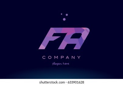 fa f a polygon polygonal letter alphabet text pink purple dots creative company logo vector icon design template