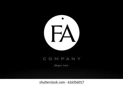 FA F A simple black white circle background alphabet company logo design vector icon template