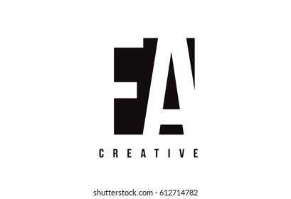 FA F A White Letter Logo Design with Black Square Vector Illustration Template.