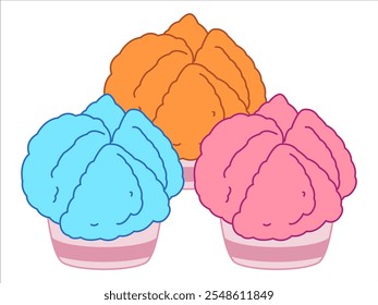 Bocadillo tradicional chino de Fa Gao China pastel de evento oriental postre de muffin al vapor Cocina asiática conjunto de iconos de diseño colorido texturizado suave