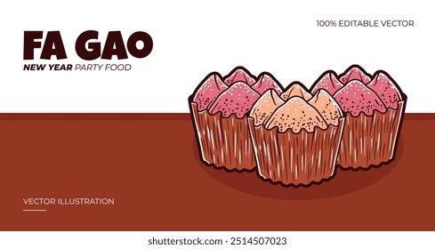 Fa gao new year party food vector illustration