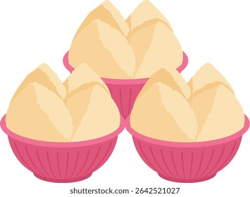 
Fa gao, traditional sacrificial food stock vector isolated.
Chinese asian food fortune cake  illustration. 
Chinese new year food.
Steam sponge cake. 
Transparent background.