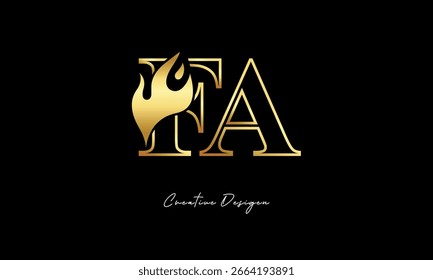 FA Golden Flame Logo Design Símbolo minimalista de lujo para Premium Branding e identidad creativa
