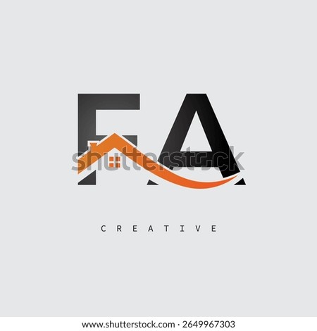 FA House Letter Logo – Creative Real Estate Monogram with Roof Shape and Home Icon for Property, Architecture and Modern Branding Identity