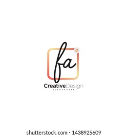 FA initial handwriting with color logo icon template vector.