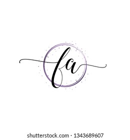 FA  Initial Handwriting logo template vector