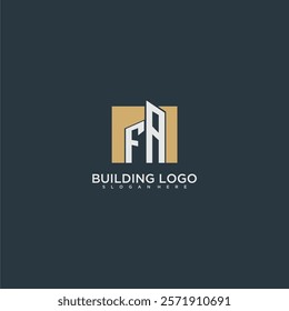 FA initial letter building logo for real estate with square design