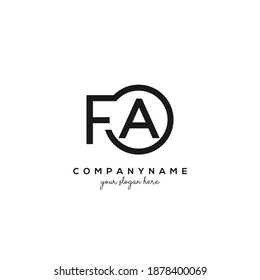 FA Initial letter logo inside circle shape inside rounded black monogram