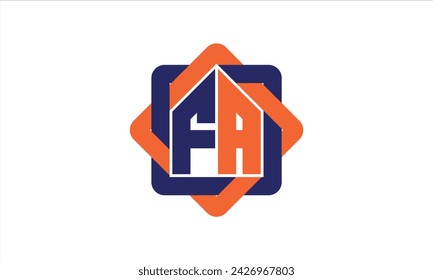 FA carta inicial constructores inmobiliarios logo diseño vectorial. construcción, vivienda, casa, rotulador, propiedad, edificio, apartamento, piso, compartimento, negocio, corporativo, alquiler de casa, alquiler, comercial