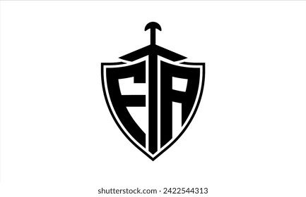 FA initial letter shield icon gaming logo design vector. batman, sports logo, monogram, shield, war game, symbol, playing logo, abstract, fighting, typography, icon, minimal, premier league, club logo